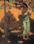 Woman Holding Flowers Paul Gauguin